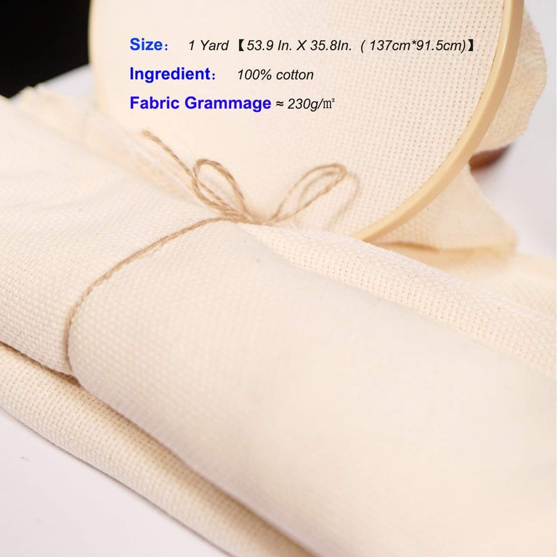 Y-Axis Punch Needle Embroidery Cloth 1 Yard (53.9 in. by 35.8In.) 100% Cotton, with 2 Fabric Marker Pens - Image 2